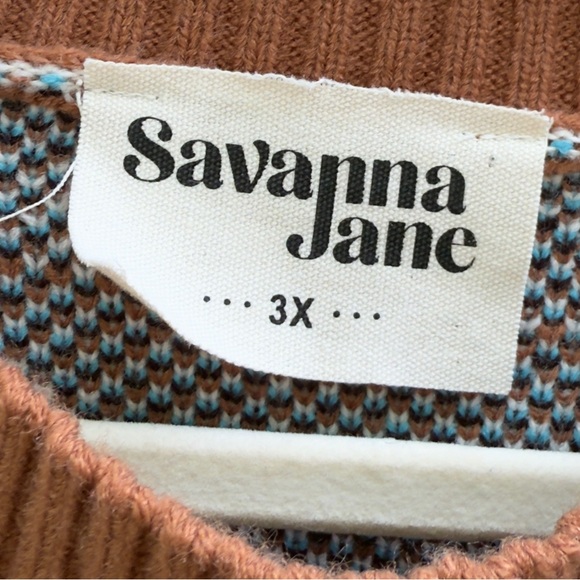 Savanna Jane Southwestern Blanket Crew Pullover Sweater Heavy Knit Aztec - Picture 6 of 8